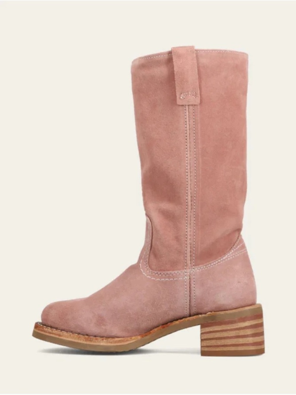 Frye Suede Campus Rosewood 12L Mid-Calf Boots in Dusty Pink Size 7 - Picture 2 of 5